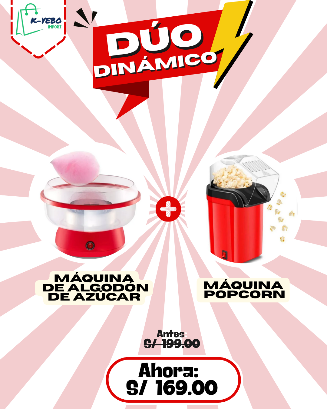 Combo Cine & Feria – Máquina de Popcorn + Algodón de Azúcar 🍿🍭